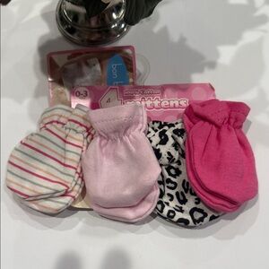 Bon Bebe Baby Mittens Set - Pink and Animal Print